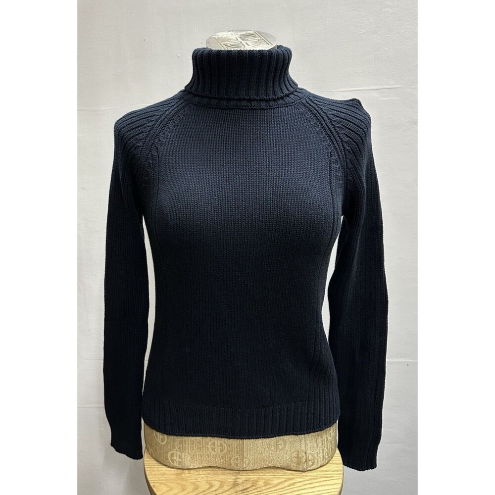 United Colors of Benetton women size small turtleneck navy cotton sweater  new